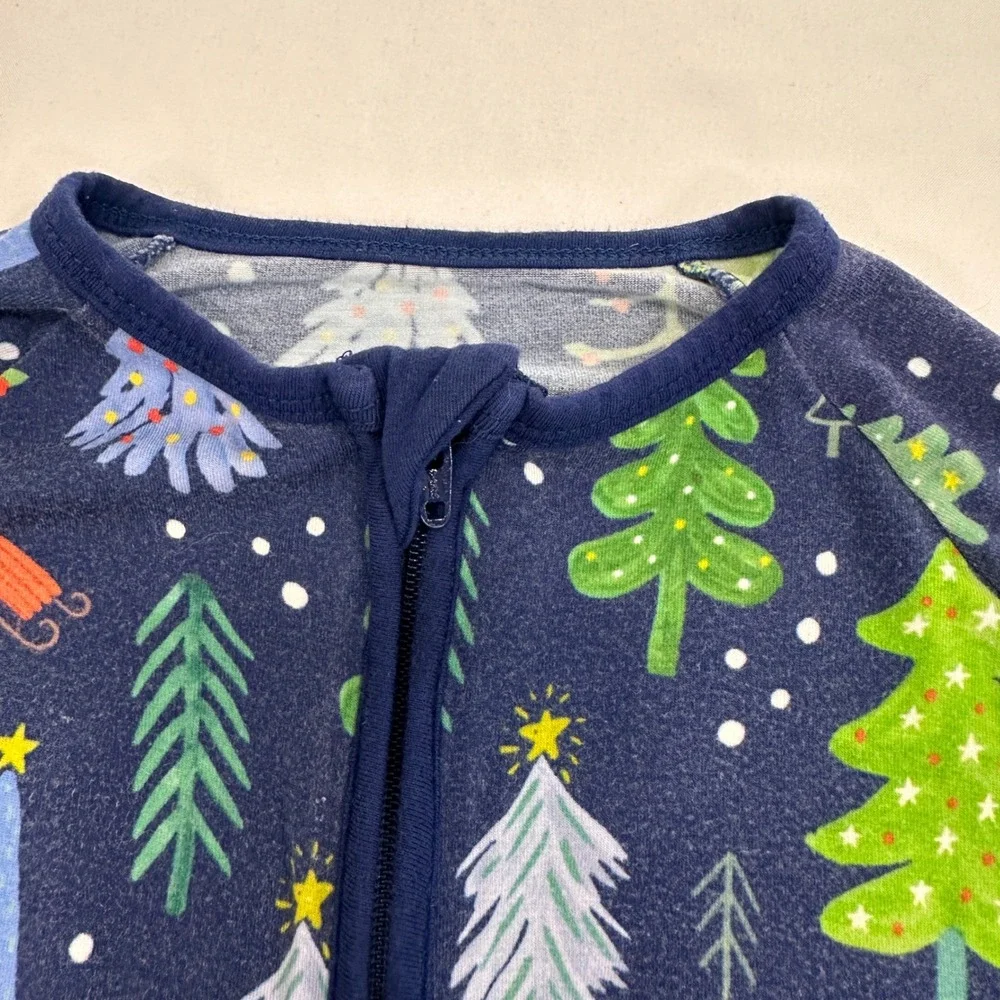 Little Sleepies Christmas Trees Zippy‎ Kids 6-12 Months Navy Bamboo | Holiday
